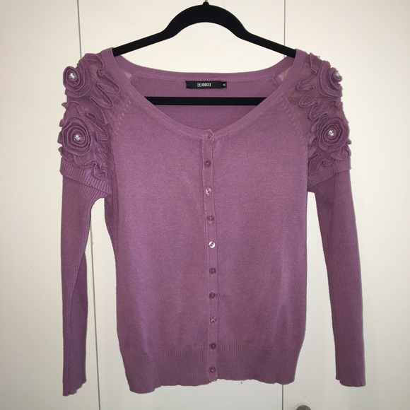 Purple Cardigan with embellished shoulders - Picture 1 of 4